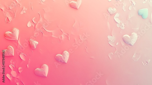 Love themed soft pink gradient background with scattered hearts photo