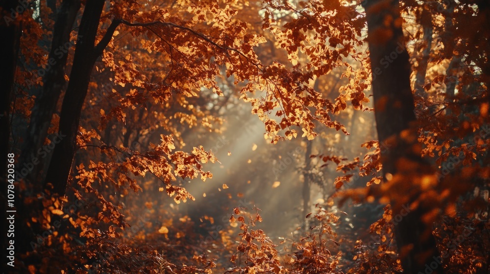 Fall forest scene with golden leaves, dappled light, and a woodland path. Photography capturing seasonal color change. Fall forest scene with golden leaves, dappled light, and a woodland path. Photography capturing seasonal color change.