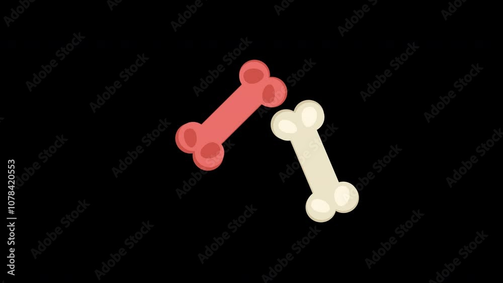 two dogs bone icon concept loop animation video with alpha channel two dogs bone icon concept loop animation video with alpha channel
