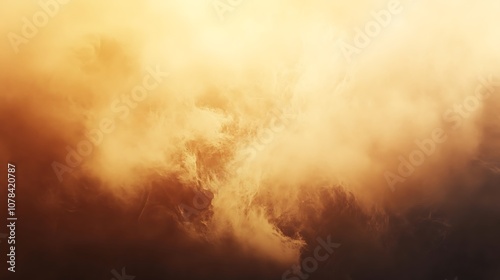 Warm caramel background with light smoke and soft ambient light