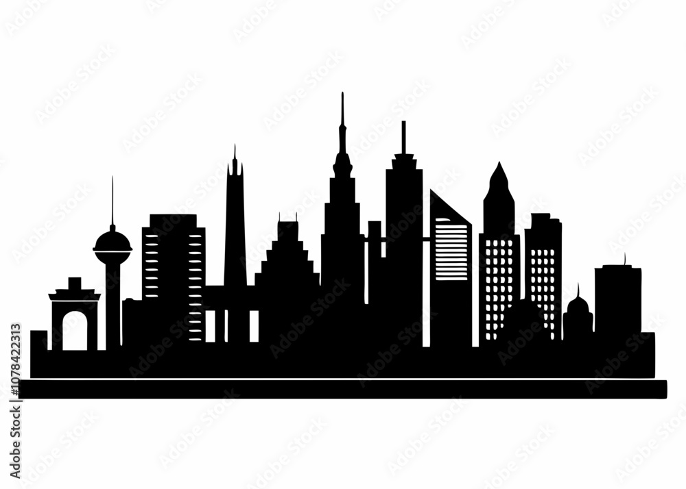 City Skyline Silhouette Vector Collection – Global Urban Landscape Icons for Travel and Architecture Designs