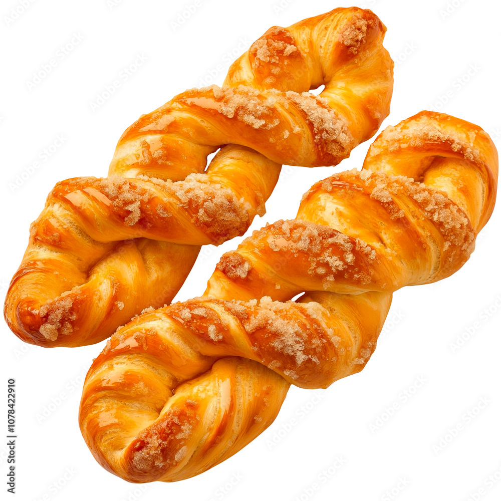 two twisted sugar coat pastries isolated on transparent two twisted sugar coat pastries isolated on transparent