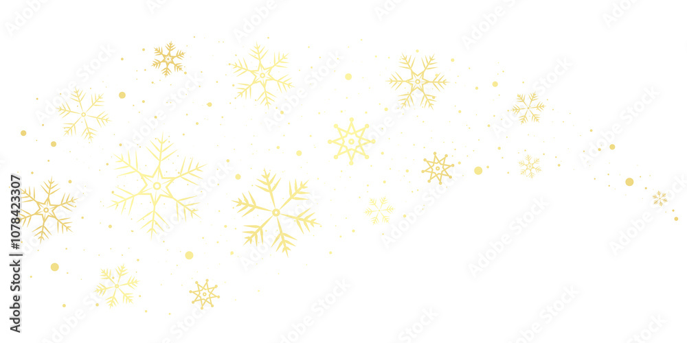 Christmas Border with Golden Snowflakes, Curved, Snowflakes Border, Holiday, Winter, Christmas Background, Frame, New Year Christmas Border with Golden Snowflakes, Curved, Snowflakes Border, Holiday, Winter, Christmas Background, Frame, New Year