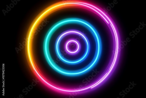 Glowing neon spiral on dark background