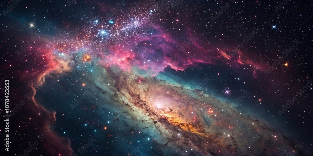 A Stunning Tilt-Shift Photography Depiction of a Vibrant and Realistic Wide Universe with a Starry Nebula, Showcasing Celestial Colors and Cosmic Wonders A Stunning Tilt-Shift Photography Depiction of a Vibrant and Realistic Wide Universe with a Starry Nebula, Showcasing Celestial Colors and Cosmic Wonders