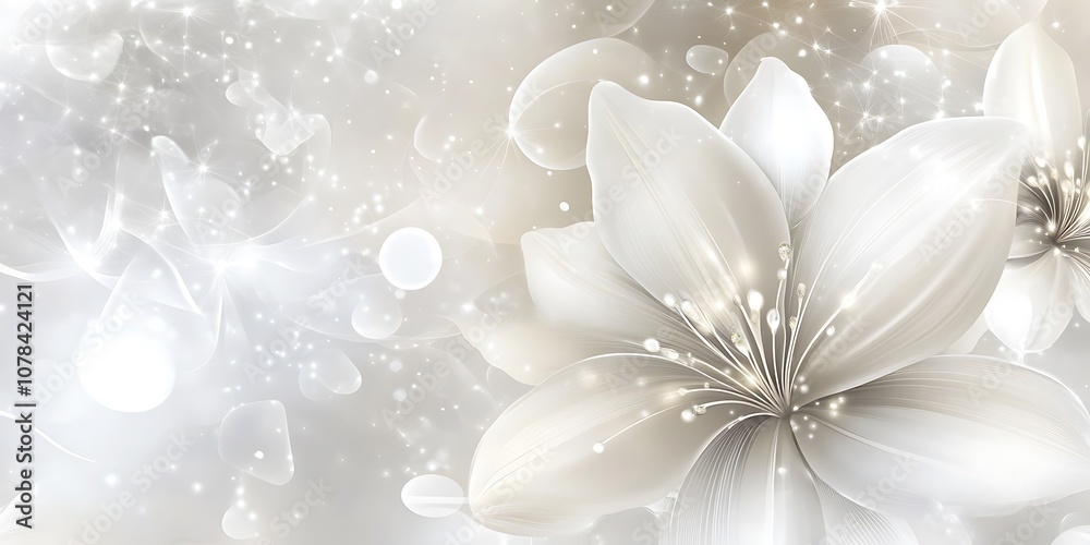 Subtle silver and white floral background with soft sparkles. Subtle silver and white floral background with soft sparkles.