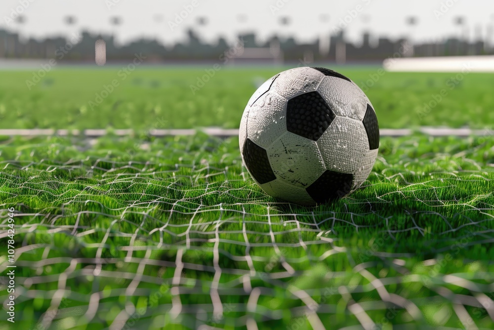 Fototapeta premium A ball near a goal net.