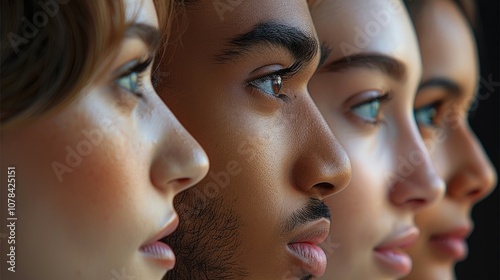 A faces of different male and female different ethnicity separate faces.