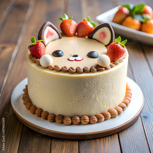 delicious cake with cute character