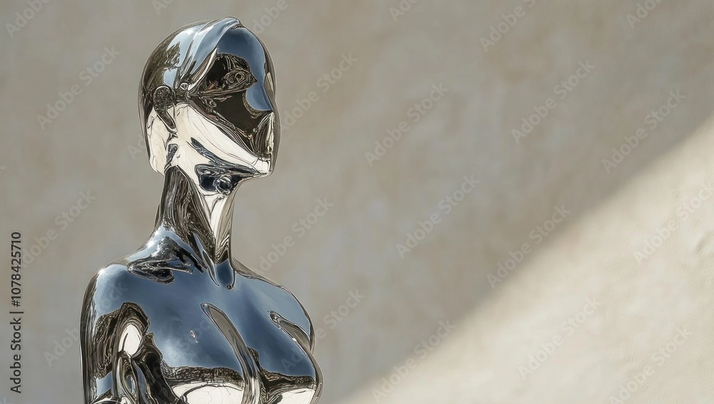 Metallic Sculpture of a Woman's Bust Metallic Sculpture of a Woman's Bust