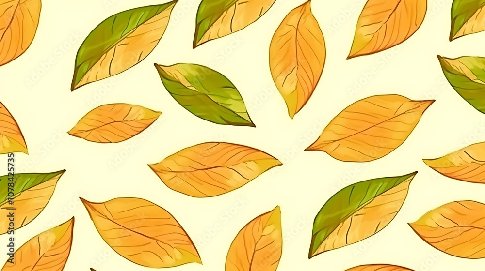 Obraz premium A Colorful Pattern of Yellow and Green Leaves