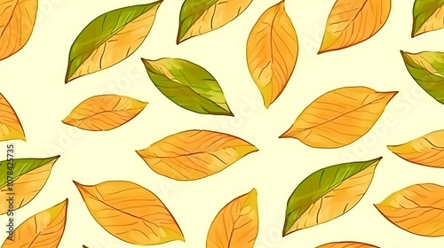 A Colorful Pattern of Yellow and Green Leaves