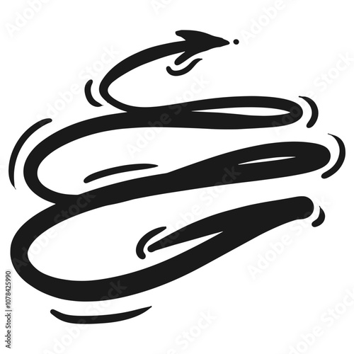 Artistic representation of a snake intertwining with stylized letters in a minimalist black design