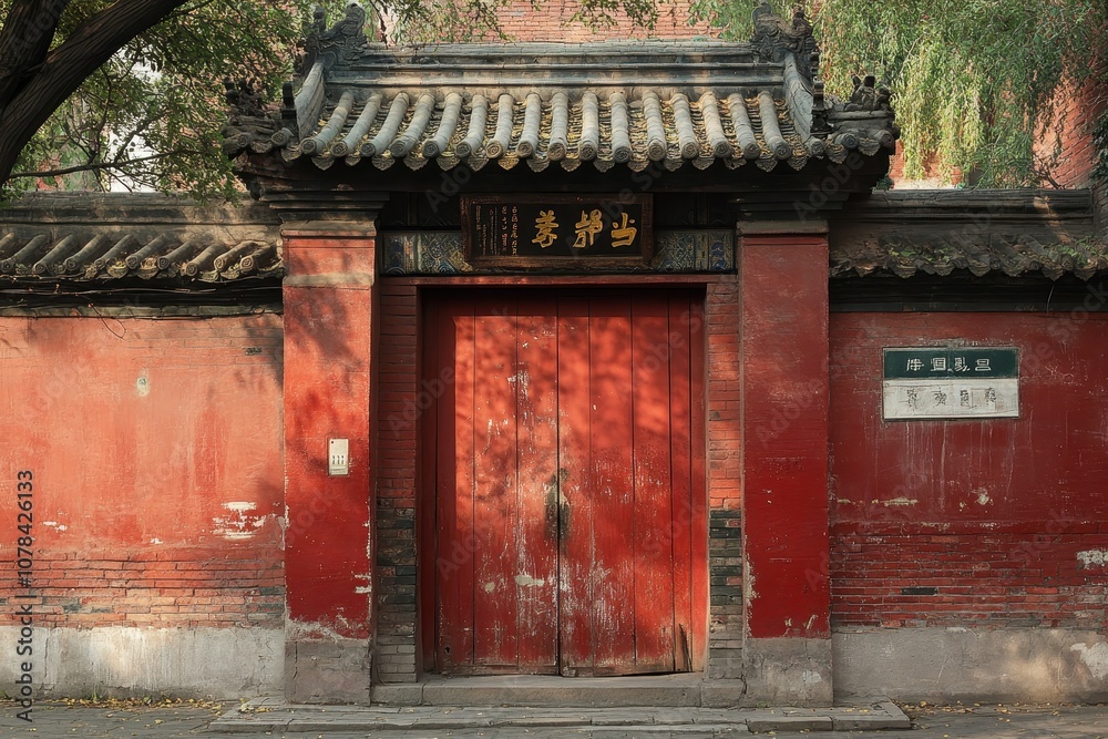 Fototapeta premium China Beijing ancient structures and crimson gates