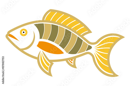 Color Line Art Perch Fish Design.