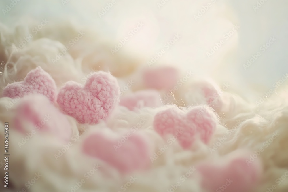 Subtle pink heart shapes in a gentle bokeh effect on a creamy backdrop. Subtle pink heart shapes in a gentle bokeh effect on a creamy backdrop.