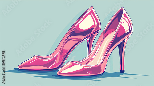 Pop art illustration of a pair of high heeled shoes