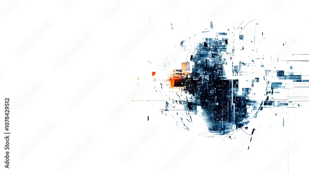 Fototapeta premium Abstract tech: navigating global communication and data analysis in white background - cyber exploration in a world of innovation hyper realistic