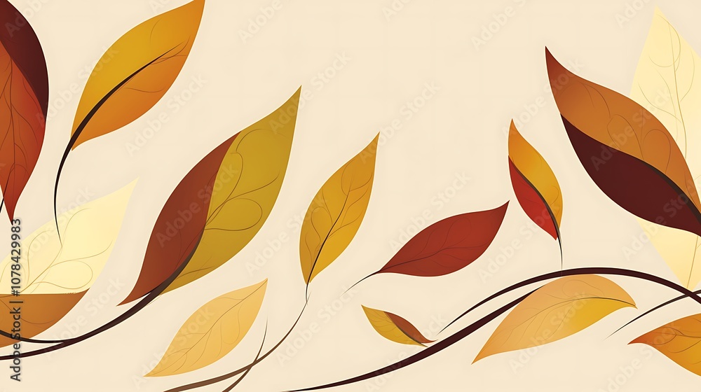 Fototapeta premium Abstract Illustration of Autumn Leaves on a Branch