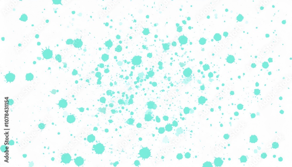 Vibrant and artistic visual created by turquoise paint splatters on white background in abstract design Vibrant and artistic visual created by turquoise paint splatters on white background in abstract design