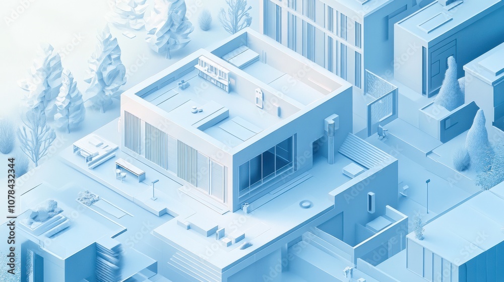 The concept of efficient space utilization in soft gray and light blue The concept of efficient space utilization in soft gray and light blue