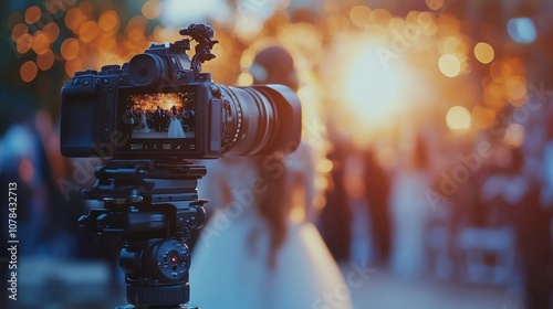 Wallpaper Mural Close-up of a camera filming a wedding ceremony with a blurred background. Torontodigital.ca
