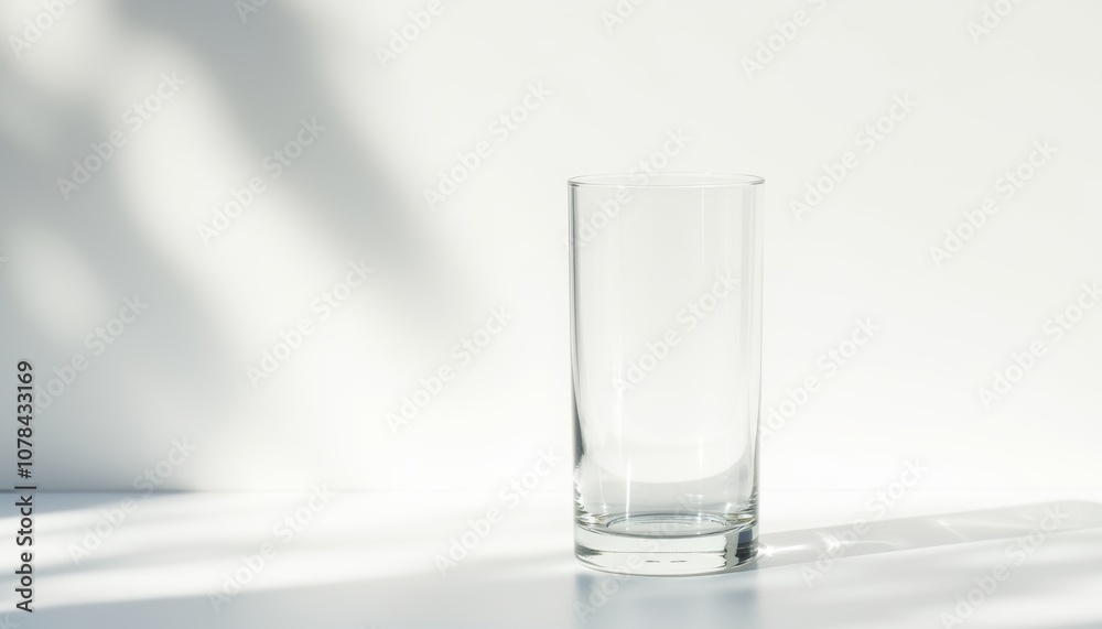 Empty glass on minimalist background symbolizing clarity and the potential for fresh ideas Empty glass on minimalist background symbolizing clarity and the potential for fresh ideas