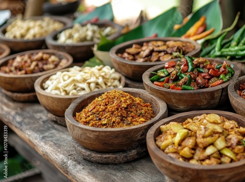 different types of Indonesian traditional snacks photo