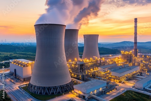 Wallpaper Mural Sunset Over Industrial Plant Emitting Smoke Torontodigital.ca