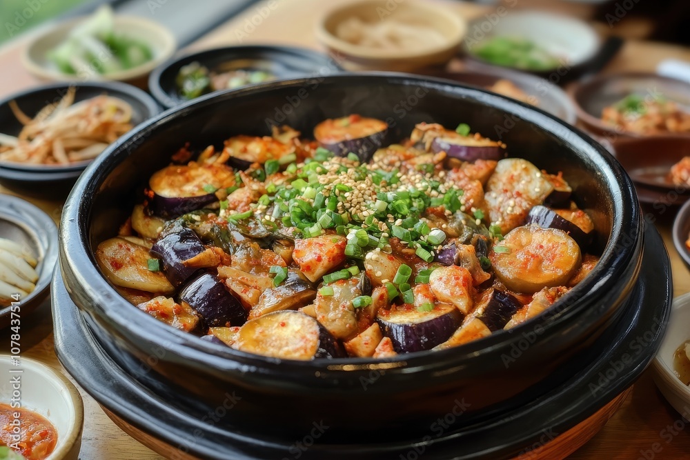 Gaji Namul is an uncomplicated Korean side dish featuring steamed eggplants Gaji Namul is an uncomplicated Korean side dish featuring steamed eggplants