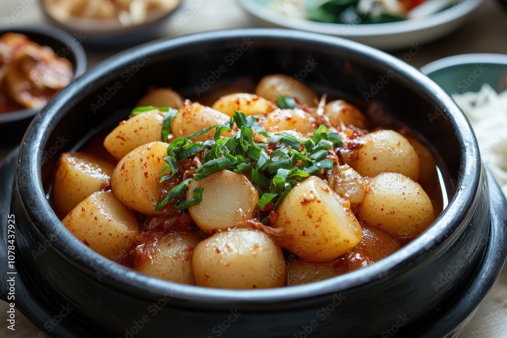 Gamja Jorim is a Korean side dish of potatoes cooked in soy sauce Gamja Jorim is a Korean side dish of potatoes cooked in soy sauce