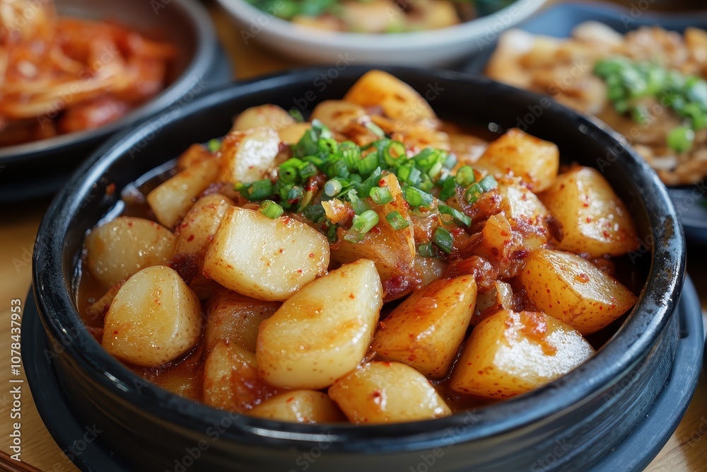 Gamja Jorim is a Korean soy sauce braised potato dish Gamja Jorim is a Korean soy sauce braised potato dish