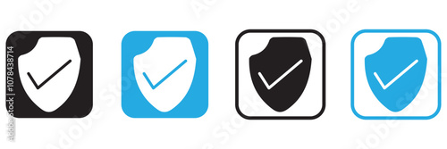tick shield icon vector. symbol, sign, illustration, protection, guarded, safe