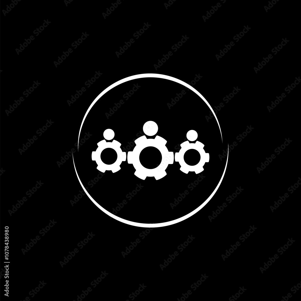 The power of the collective. Working together icon. Team Work Gear Icon isolated on black background . The power of the collective. Working together icon. Team Work Gear Icon isolated on black background .