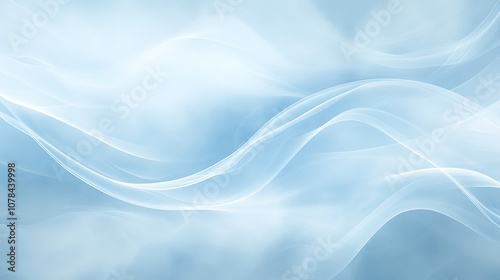 Soft blue background with light swirling smoke and a gentle glow