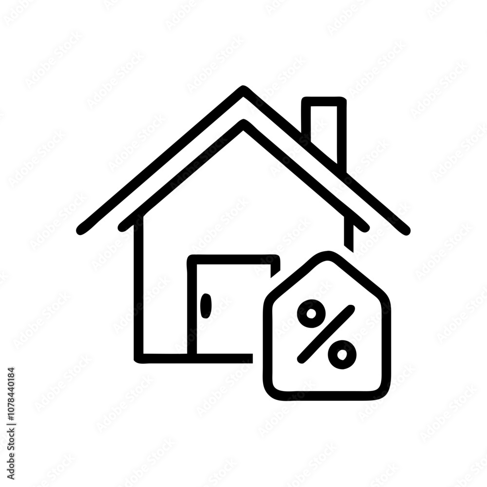 House Icon, Black, Real Estate Mortgage and Tax Concept