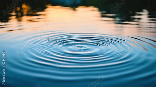 Water ripples on a still pond with a blurred background.