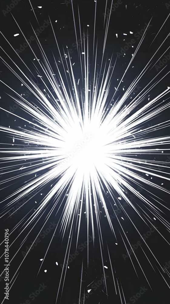 Fototapeta premium Radiant energy explosion with dynamic lines against a dark background Vertical Mobile Wallpaper