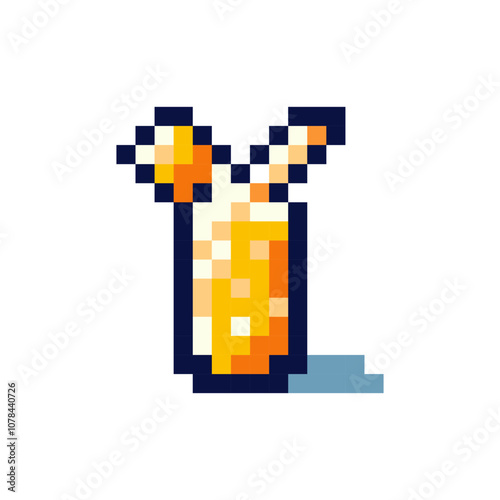 Pixel art summer drinks vector illustration
