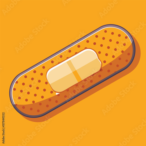 A vector illustration of a curved adhesive bandage, complete with texture and small perforations for a realistic feel.