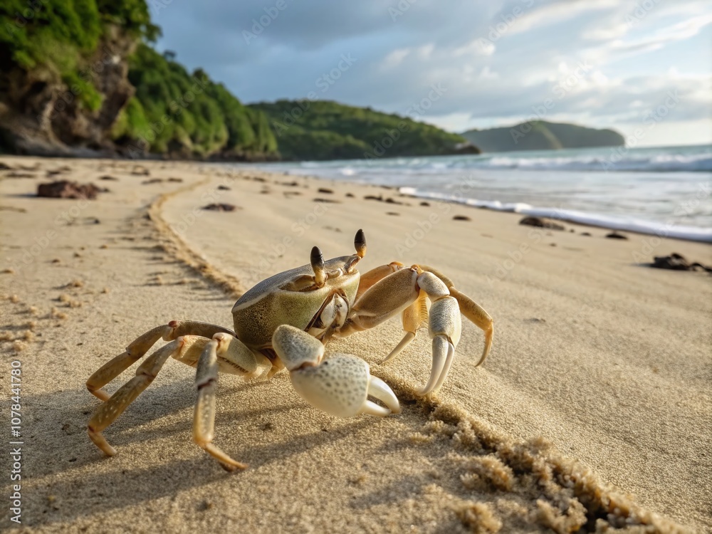 Captivating Close-Up of a Sand Crab on the Shoreline Highlighting Its Unique Features and Textures in a Natural Beach Environment for Nature Photography Enthusiasts Captivating Close-Up of a Sand Crab on the Shoreline Highlighting Its Unique Features and Textures in a Natural Beach Environment for Nature Photography Enthusiasts