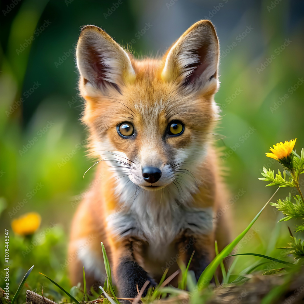 Fototapeta premium photography of one fox playing ultra realistic