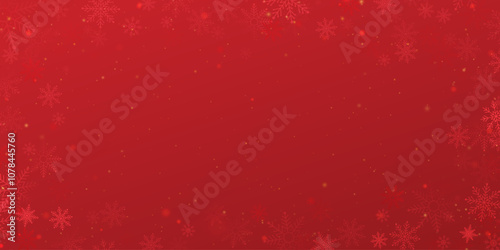 Elegant Christmas Red Background with Subtle Snowflakes. Christmas festive red background with snow falling