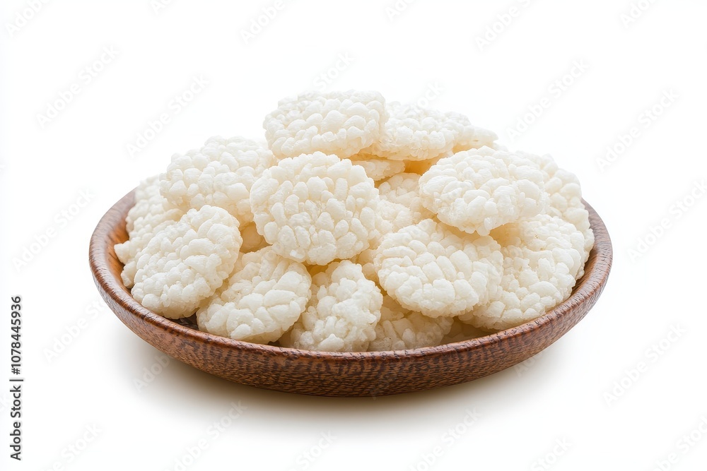Indonesian traditional rice cracker on a white background Indonesian traditional rice cracker on a white background