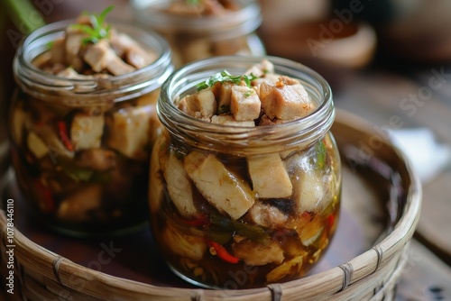 Indonesian treat known as rengginang jar photo