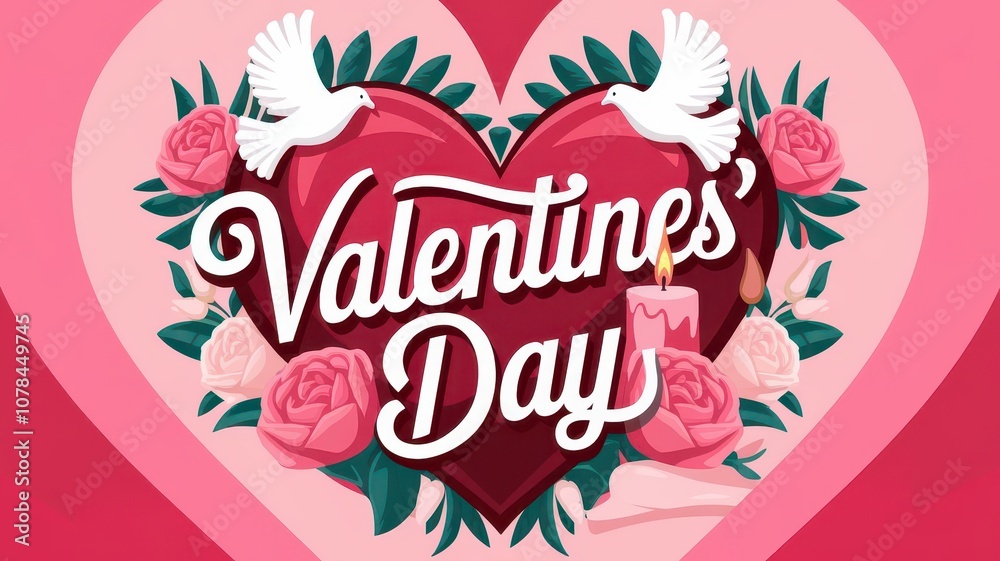 beautiful illustration of valentine's day lettering, romantic postcard, for print beautiful illustration of valentine's day lettering, romantic postcard, for print