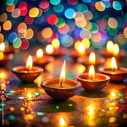 Bokeh effects of Diwali lights create an artistic atmosphere