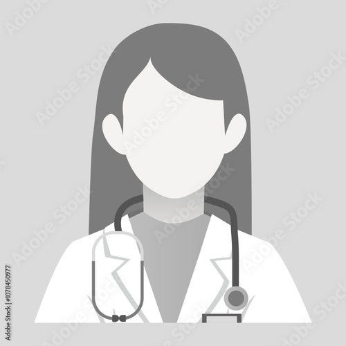 doctor avatar icon. Medicine professional and medical staff icon. Default placeholder doctor portrait photo avatar on grey background. grayscale healthcare professional Avatar, health worker icon.