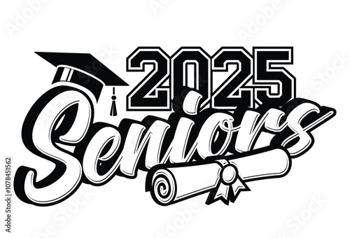 Lettering Class of 2025 for greeting, invitation card. Text for graduation design, congratulation event, T-shirt, party, high school or college graduate. Vector on transparent background