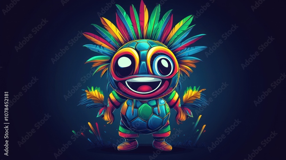 Colorful Cartoon Character with Feathers Colorful Cartoon Character with Feathers